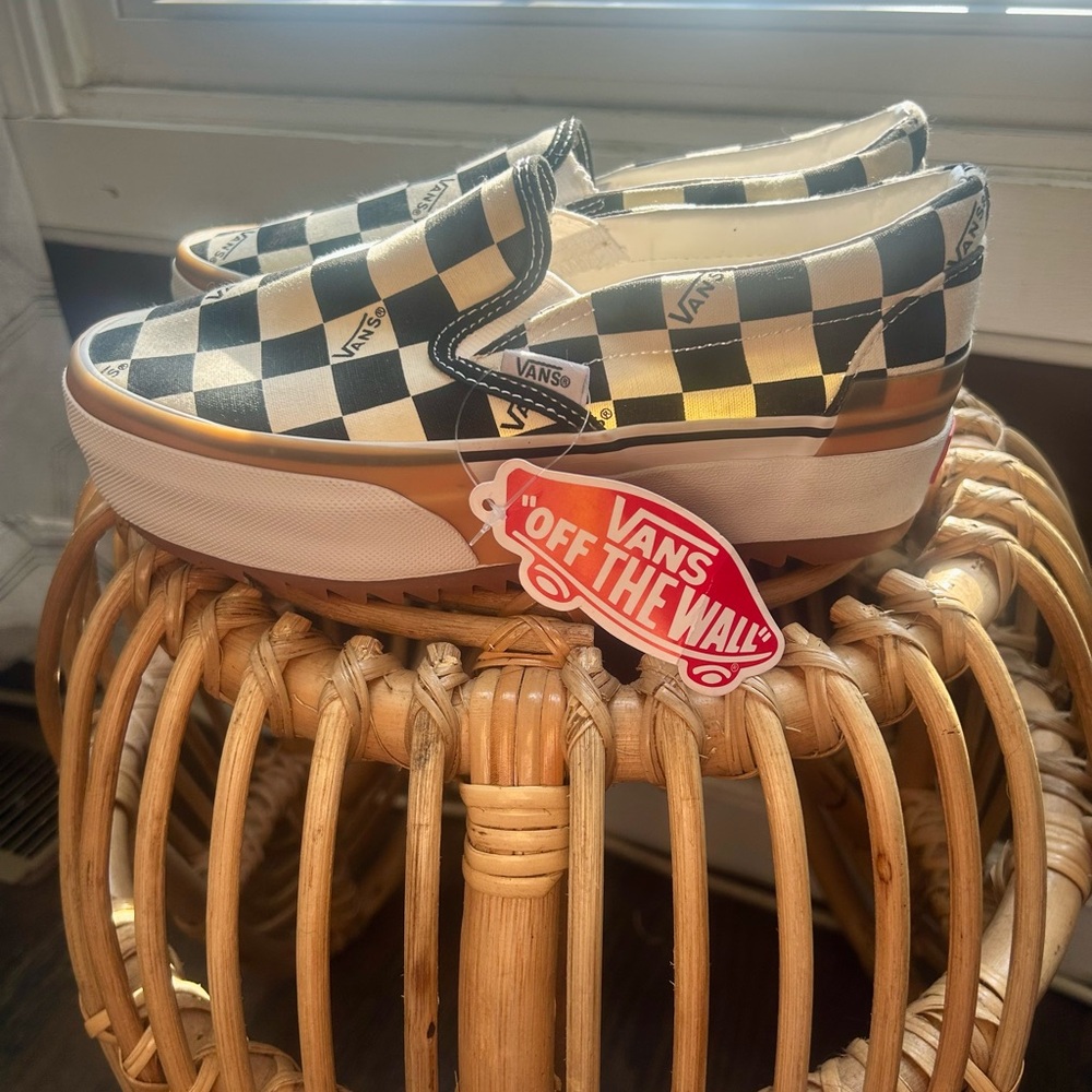 NWT VANS Stacked Black & White Checkerboard Sneakers